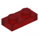 LEGO lapos elem 1x2, átlátszó piros (3023)